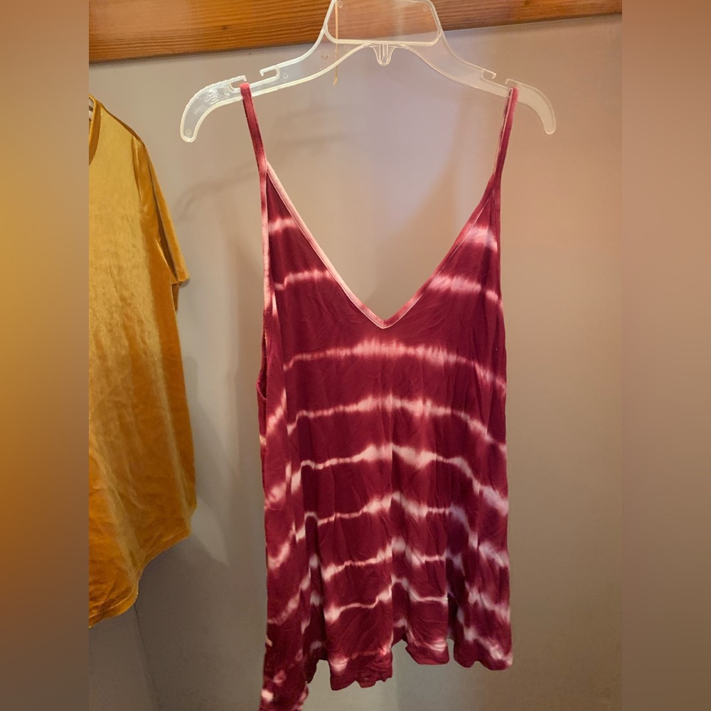 RED AND WHITE STRIPE TIE DYE TANK